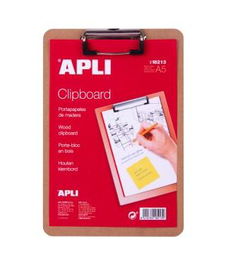 Apli Carpeta con Pinza Superior A5 Base de Madera