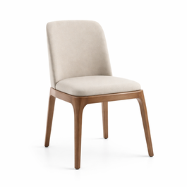 DKD Home Decor Silla de Madera de Hevea y Lino Beige