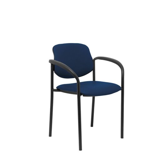 NOWY STYL Silla Styl tapizada en similpiel azul marino con brazos fijos