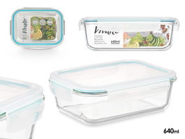 Vivalto Fiambrera Borosilicato Hermética 640ml 17 x 6 x 13 cm (Set de 24)