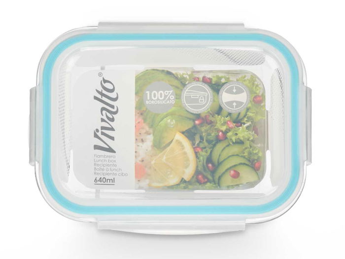 Vivalto Fiambrera Borosilicato Hermética 640ml 17 x 6 x 13 cm (Set de 24)