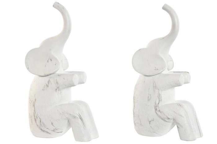 DKD Home Decor Set de 2 Sujetalibros de Resina Elefante Blanco y Gris DKD Home Decor Set de 2 Sujetalibros de Resina Elefante Blanco y Gris