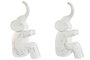 DKD Home Decor Set de 2 Sujetalibros de Resina Elefante Blanco y Gris