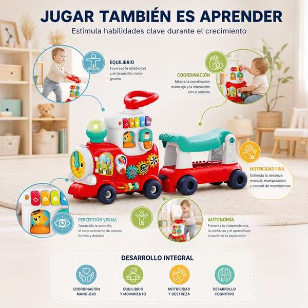 Hola Tren de actividades 4 en 1 con luces y sonidos