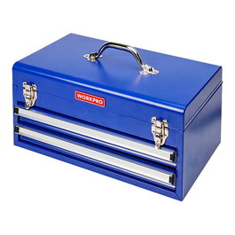 Workpro Caja de Herramientas Metálica con 2 Cajones, Acero Pintado al Horno Color Azul, Medidas 46 x 24 x 22 cm