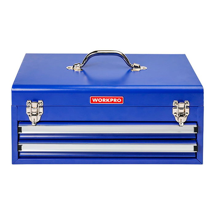 Workpro Caja de Herramientas Metálica con 2 Cajones, Acero Pintado al Horno Color Azul, Medidas 46 x 24 x 22 cm