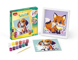 Maped Kit Pinta por Números Perro/Zorro para Niños con Acuarela, 12 Colores y Pincel