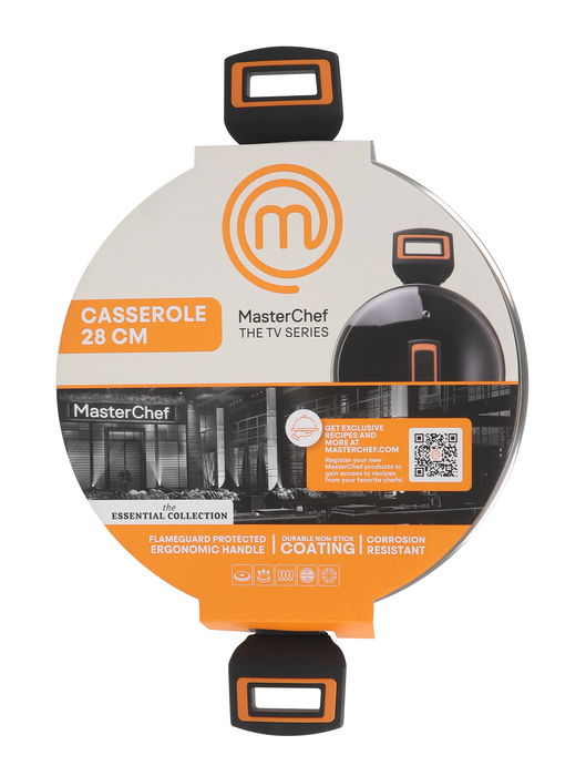 Cacerola con Tapa de Vidrio 28 cm Aluminio Forjado 2.5 mm Doble Capa Cocina (4 Unidades)