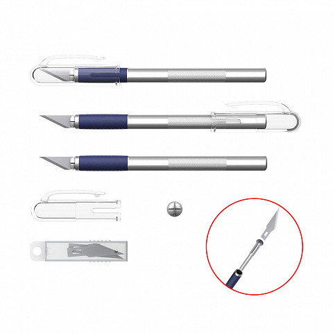Erichkrause cuchillo de papeleria - cuchillos de precision para cortes de papel - cuerpo metalico con agarre de goma - cuchilla