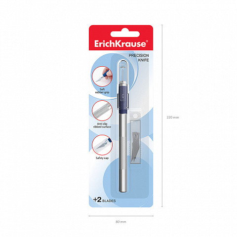 Erichkrause cuchillo de papeleria - cuchillos de precision para cortes de papel - cuerpo metalico con agarre de goma - cuchilla