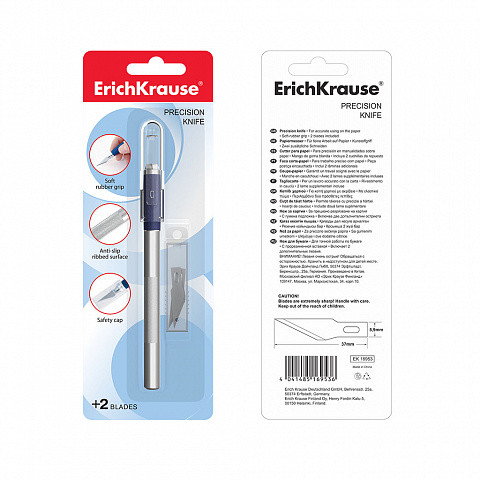 Erichkrause cuchillo de papeleria - cuchillos de precision para cortes de papel - cuerpo metalico con agarre de goma - cuchilla