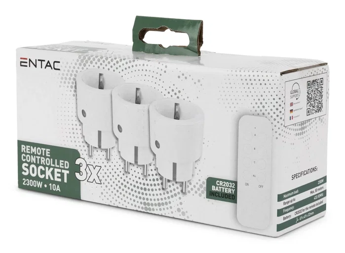 Entac Set de 3 Adaptadores de Enchufe con Control Remoto Blanco