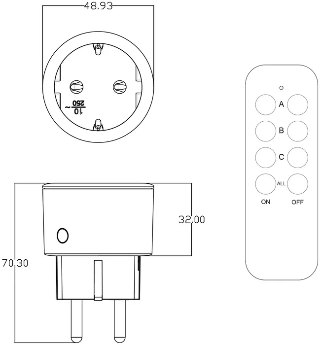 Entac Set de 3 Adaptadores de Enchufe con Control Remoto Blanco