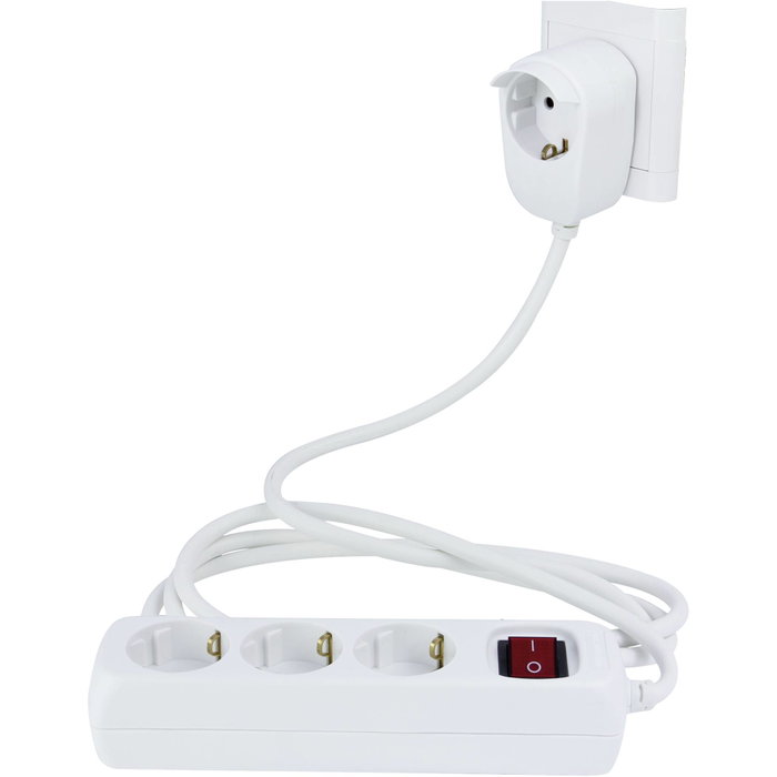 Rev Regleta de enchufes con 4 tomas, interruptor y cable de 5 m, Blanco Rev Regleta de enchufes con 4 tomas, interruptor y cable de 5 m, Blanco