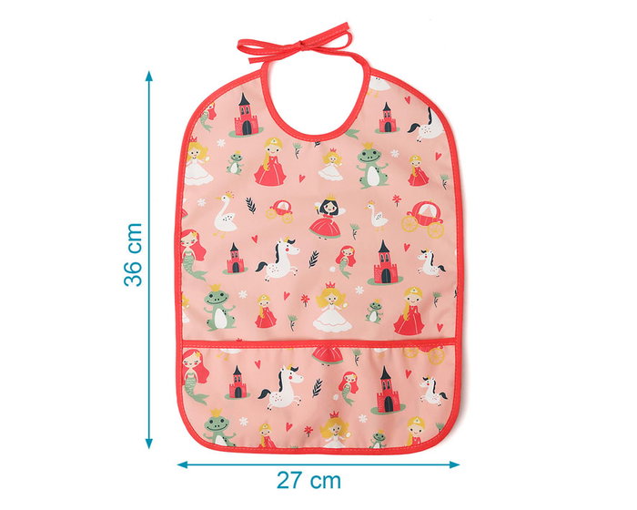 KioKids Babero Impermeable Rosa para Bebé +4 Meses con Bolsillo Recogemigas