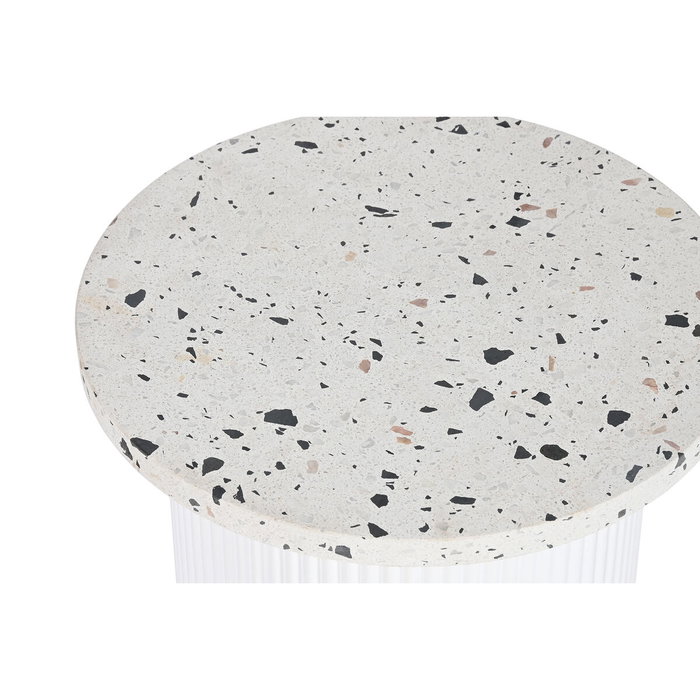 DKD Home Decor Mesita Auxiliar Moderna Blanca 40 x 40 x 37.5 cm Terrazo y Madera DM DKD Home Decor Mesita Auxiliar Moderna Blanca 40 x 40 x 37.5 cm Terrazo y Madera DM