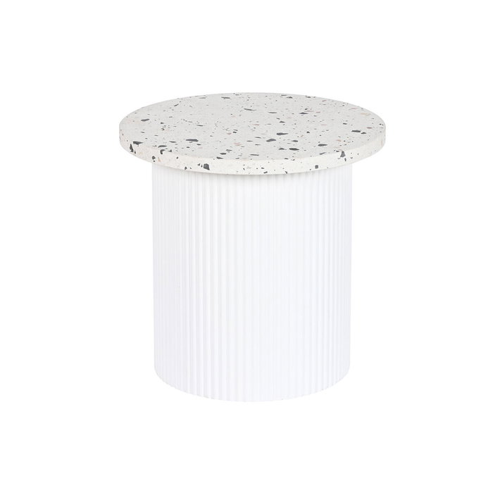 DKD Home Decor Mesita Auxiliar Moderna Blanca 40 x 40 x 37.5 cm Terrazo y Madera DM DKD Home Decor Mesita Auxiliar Moderna Blanca 40 x 40 x 37.5 cm Terrazo y Madera DM