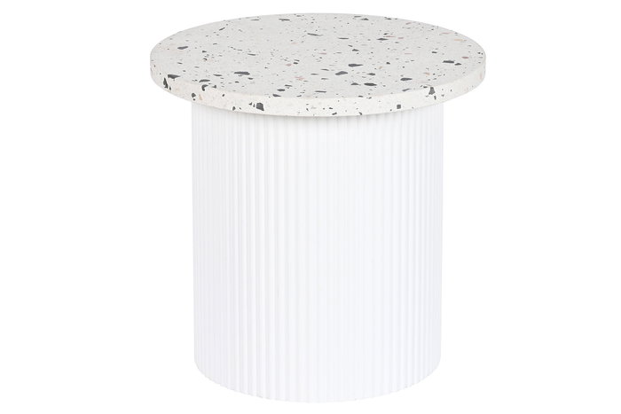 DKD Home Decor Mesita Auxiliar Moderna Blanca 40 x 40 x 37.5 cm Terrazo y Madera DM DKD Home Decor Mesita Auxiliar Moderna Blanca 40 x 40 x 37.5 cm Terrazo y Madera DM