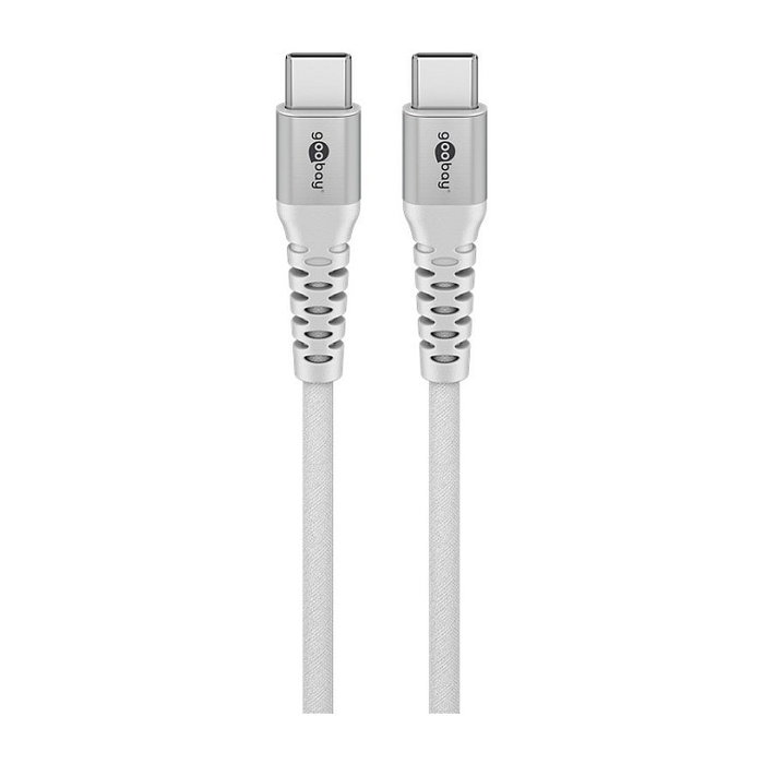 Goobay Cable USB-C a USB-C 2m USB 2.0 Blanco con Revestimiento Textil Tasa Transferencia 0.48 Gbit/s Macho a Macho