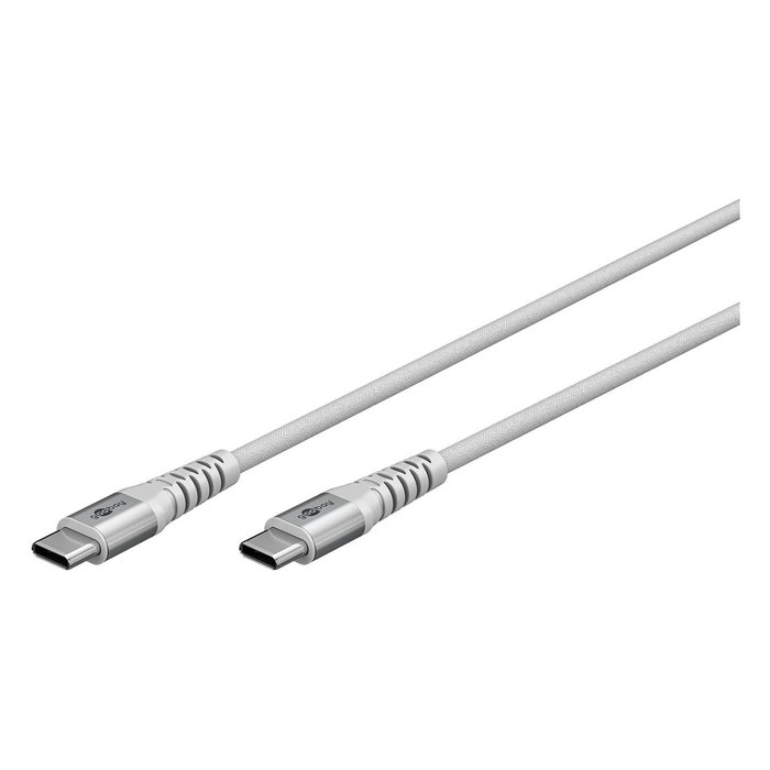 Goobay Cable USB-C a USB-C 2m USB 2.0 Blanco con Revestimiento Textil Tasa Transferencia 0.48 Gbit/s Macho a Macho
