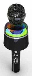 Gembird MICBT-01-BK Micrófono de Karaoke Bluetooth Inalámbrico Portátil con Luz LED, Entrada AUX/USB/MicroSD, Batería Recargable, Altavoz Integrado - Negro
