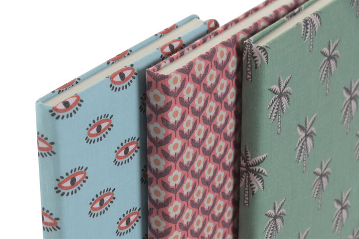 DKD Home Decor Surtido de Libretas Canvas Tropical Boho