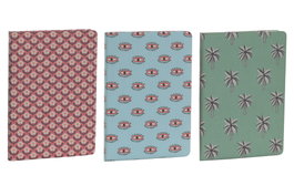 DKD Home Decor Surtido de Libretas Canvas Tropical Boho