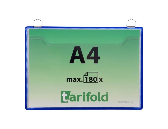 Djois Funda DIN A4 para colgar con anilla metálica, formato horizontal, azul, pack de 5
