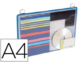 Djois Funda Colgar DIN A4 Formato Horizontal PVC Rígido Anilla Metálica Azul Pack 5 Unidades