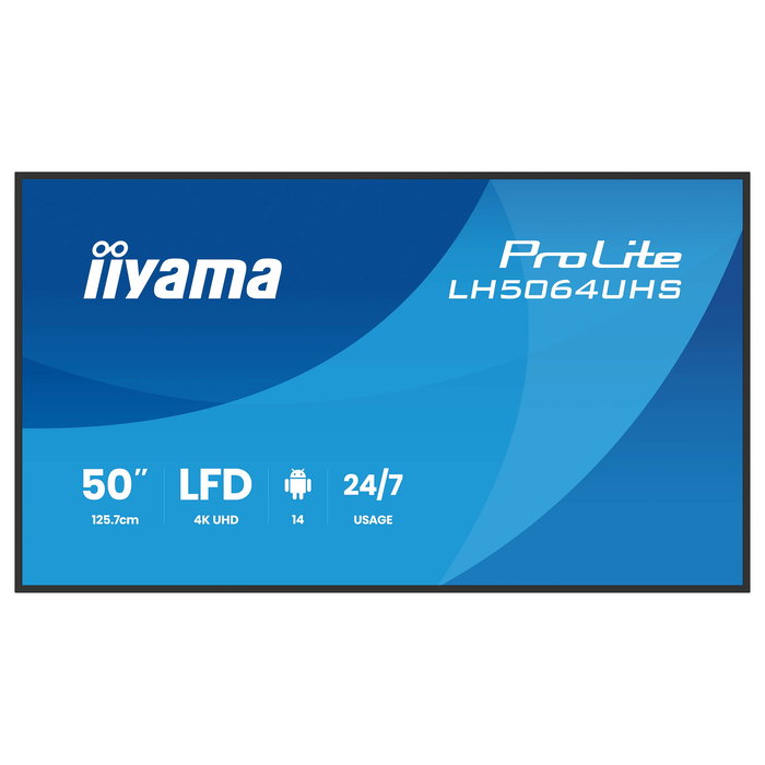 IIYAMA LH5064UHS-B1AG Pantalla 127 cm (50") 4K Ultra HD IPS 2xHDMI 2.0 2xUSB 2.0 1xUSB-C 1xEthernet 1xRS-232 2xIR 2xAltavoces 20W 24/7