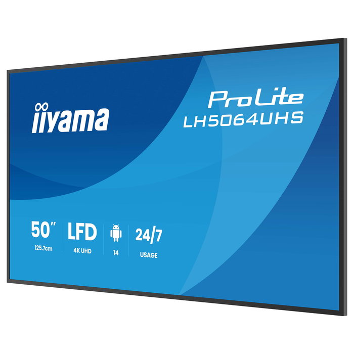 IIYAMA LH5064UHS-B1AG Pantalla 127 cm (50") 4K Ultra HD IPS 2xHDMI 2.0 2xUSB 2.0 1xUSB-C 1xEthernet 1xRS-232 2xIR 2xAltavoces 20W 24/7