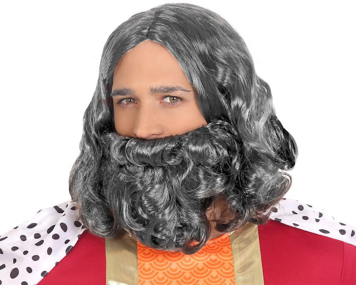 Peluca y Barba Gris Oscuro Mago Místico Sabio Anciano Dios Mitología Espectáculos Teatro Carnaval Peluca y Barba Gris Oscuro Mago Místico Sabio Anciano Dios Mitología Espectáculos Teatro Carnaval