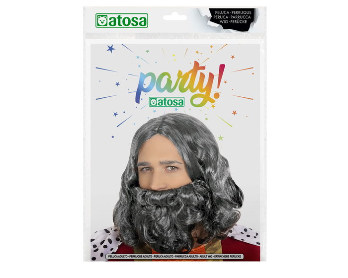 Peluca y Barba Gris Oscuro Mago Místico Sabio Anciano Dios Mitología Espectáculos Teatro Carnaval Peluca y Barba Gris Oscuro Mago Místico Sabio Anciano Dios Mitología Espectáculos Teatro Carnaval