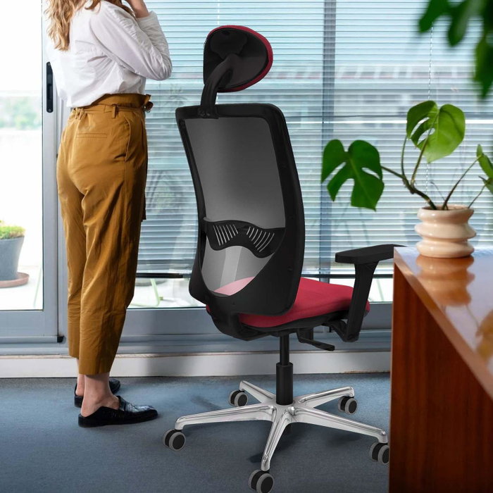 PIQUERAS Y CRESPO Silla de oficina Zulema con mecanismo Sincro, Blanco y Gris