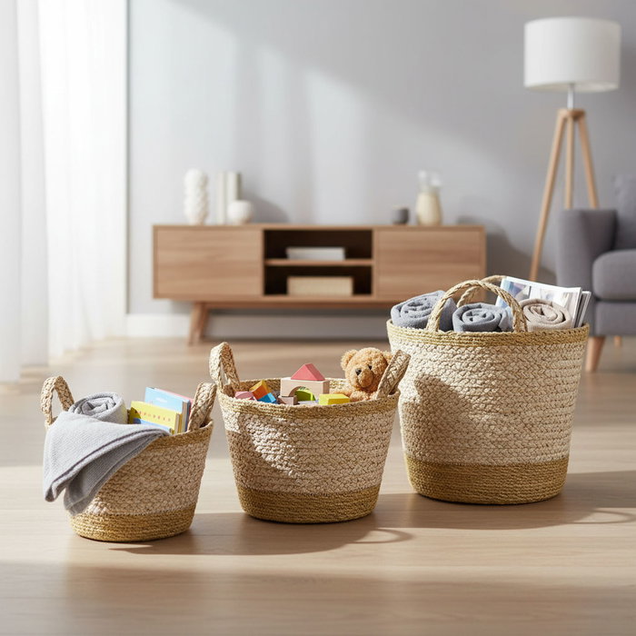 Inde Cesta Cónica Seagrass con Asas 20 cm (24 Unidades)