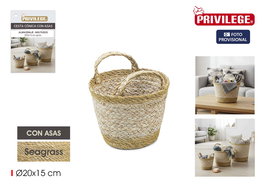 Inde Cesta Cónica Seagrass con Asas 20 cm (24 Unidades)