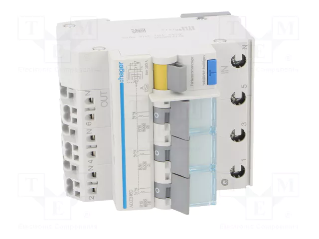 Hager ADZ316D Interruptor diferencial trifásico 16 A 0.03 A 230 V