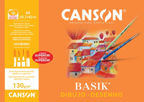 Canson Minipack Dibujo Basik 130g A3 10 Hojas Liso