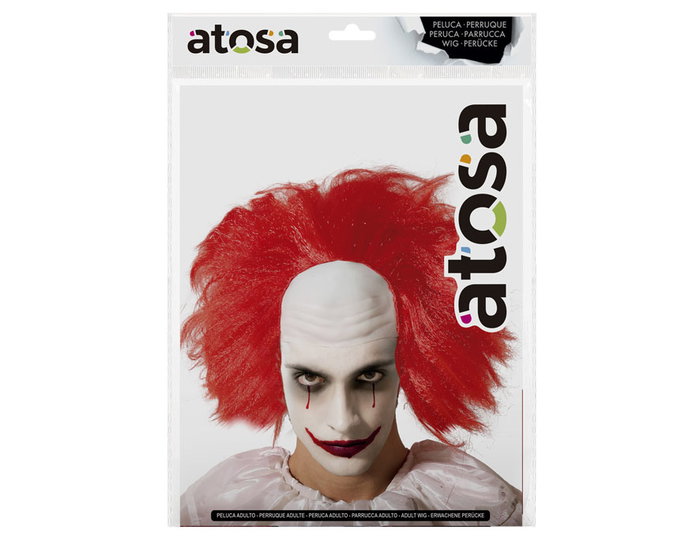 Peluca Calva De Payaso Rojo Con Laterales Rizados 130 gr