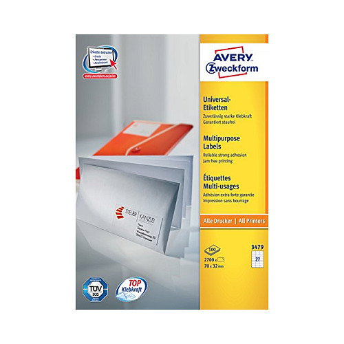 Avery Zweckform Etiquetas 70 x 32 mm A4, 2700 piezas Avery Zweckform Etiquetas 70 x 32 mm A4, 2700 piezas