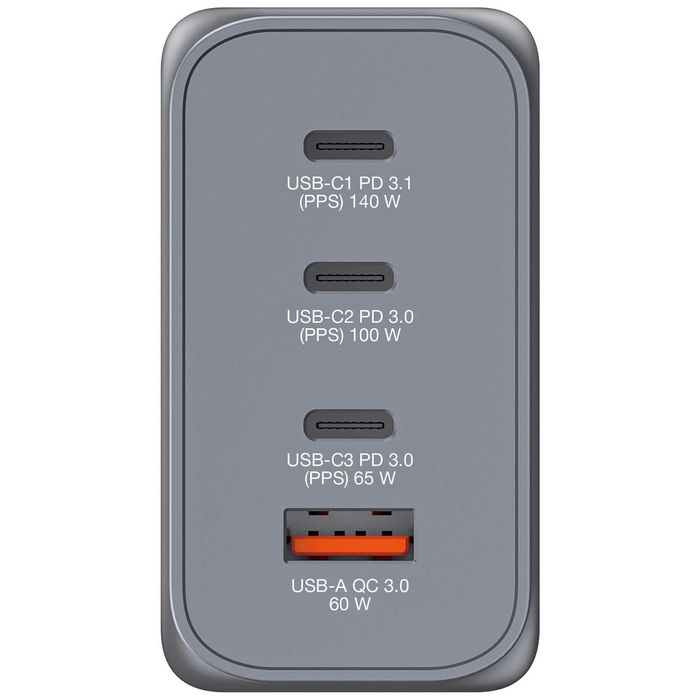 Verbatim GNC-240 Cargador GaN de 240 W con 3x USB-C y 1x USB-A