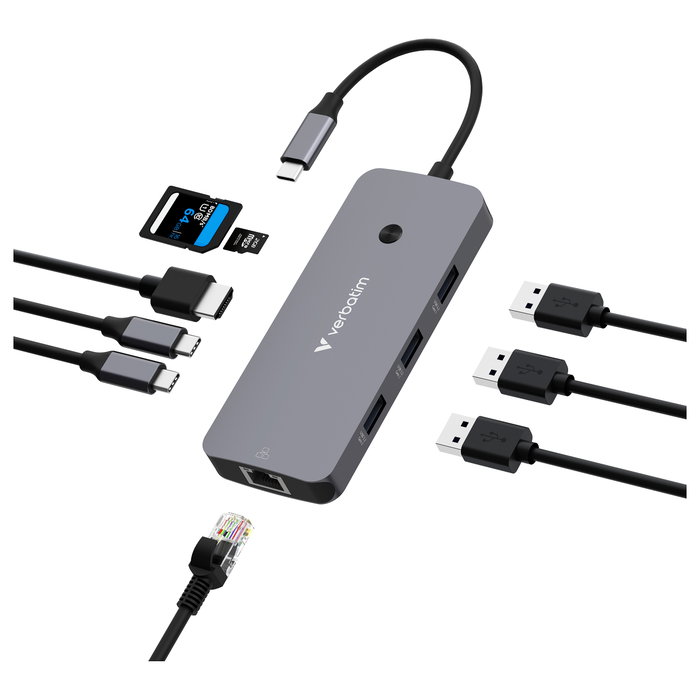 Verbatim USB-C Pro Multiport Hub CMH-09 Plata