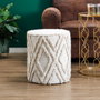 Home Deco Factory Puf Mirage, Puff con estructura de MDF y asiento de poliéster, diámetro 37 cm, altura 41 cm, soporta 110 kg