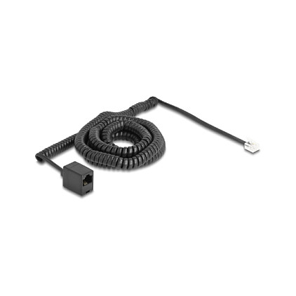 DeLOCK Cable telefónico espiral RJ11 macho a RJ45 hembra, 10 m, Negro