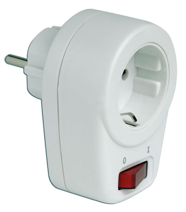 Simon Adaptador schuko 2p+t 16a 250v~ con interruptor, blanco Simon Adaptador schuko 2p+t 16a 250v~ con interruptor, blanco