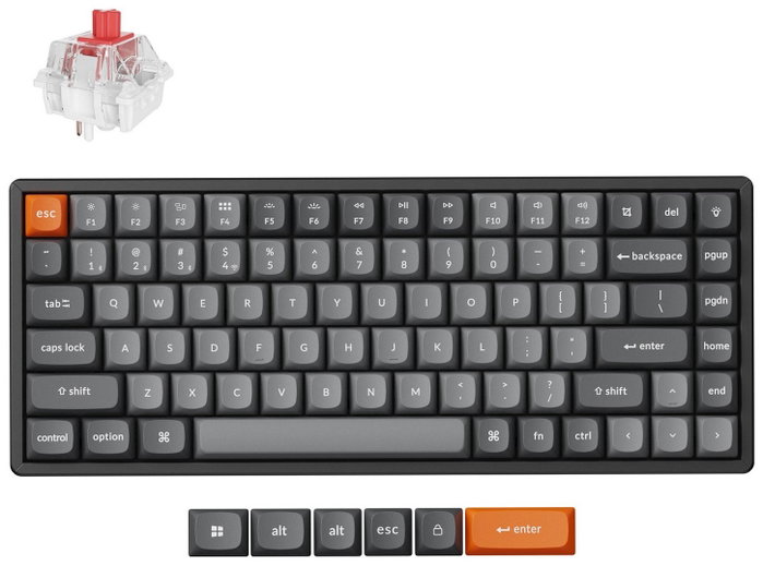 Keychron K2 Max 75% Teclado Mecánico Inalámbrico RGB Switches Rojos Negro Keychron K2 Max 75% Teclado Mecánico Inalámbrico RGB Switches Rojos Negro