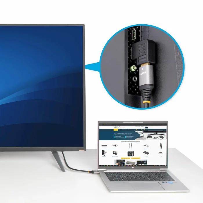 StarTech Adaptador HDMI2HDMIMFRA HDMI 2.0 Macho a Hembra Ángulo Derecho - 4K 60Hz HDR 18Gbps - Protector de Puerto con Conexión Dorada - Negro