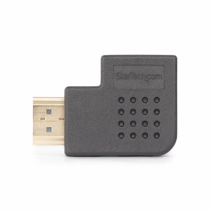 StarTech Adaptador HDMI2HDMIMFRA HDMI 2.0 Macho a Hembra Ángulo Derecho - 4K 60Hz HDR 18Gbps - Protector de Puerto con Conexión Dorada - Negro