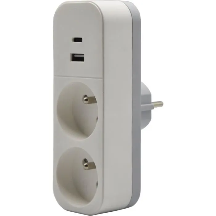 Quarx QUA4004282472414 Biplite - 2P 16A - Con USB-A y USB-C, Compatible con NF