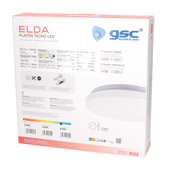 GSC Evolution Plafón techo LED Elda 14W 6500K